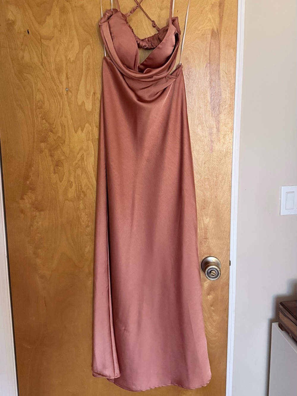 Satin Cowl Neck Slip Dress in Dusty Rose